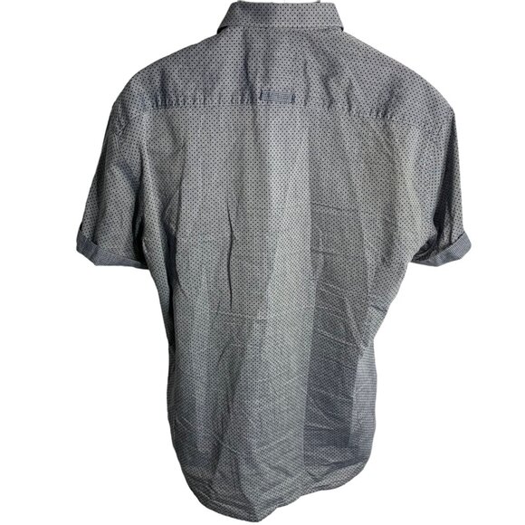 Louis Fabel Slim Fit Button Up Shirt XL Grey Blue Checkered Roll Tab Sleeves - Picture 4 of 6